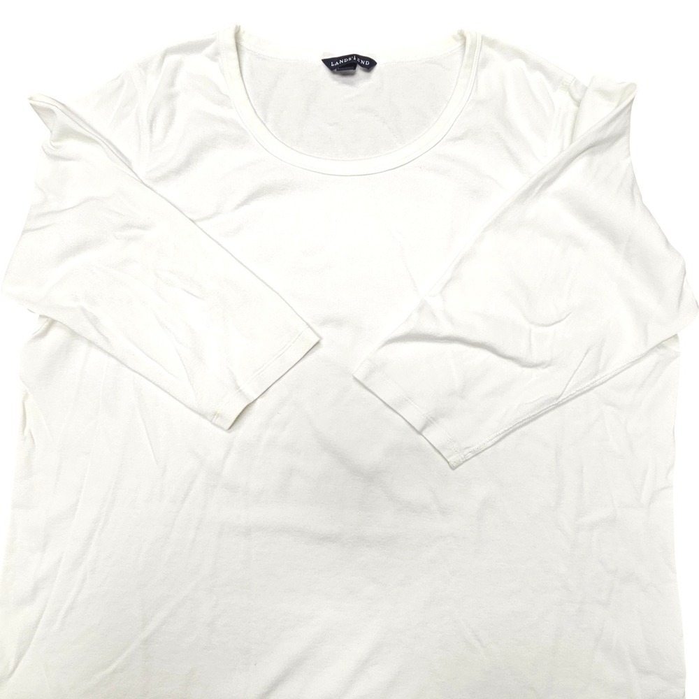 Lands End Long Sleeve T-Shirt Lot Women 2X White Excellent 100% Cotton Crewneck - Picture 7 of 13
